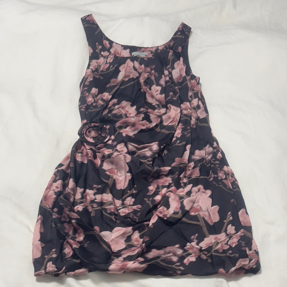 H&M Black and Pink Floral Pattern Dress